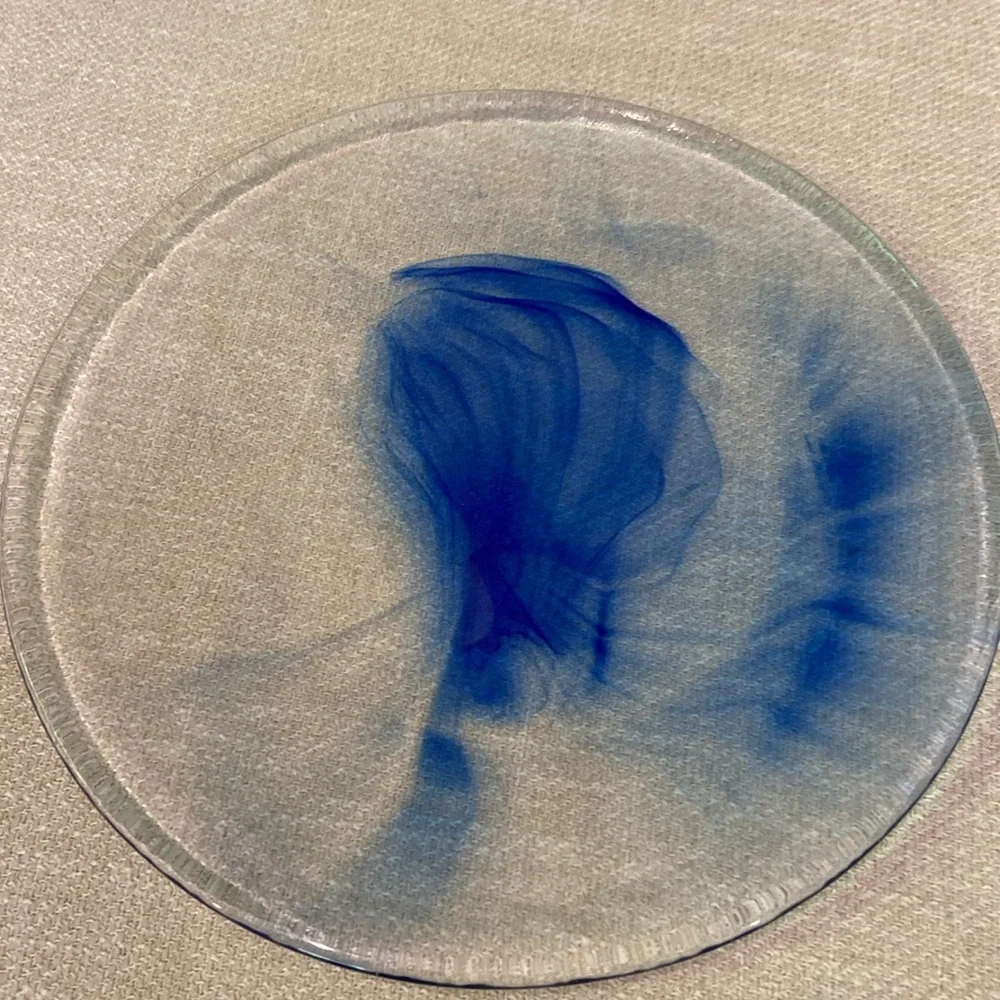 Set of 2 8” salad plates Bormioli Rocco Murano cobalt blue.